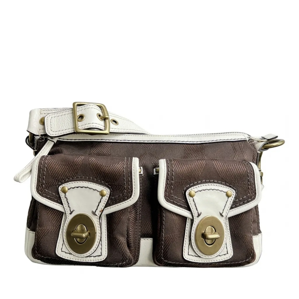 Coach Brown and White Crossbody Bag